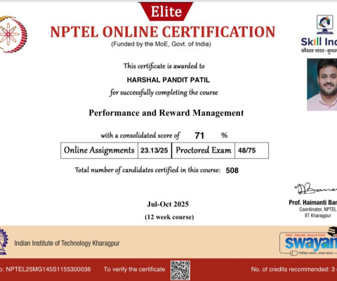 SWAYAM Online Certification on Performance & Reward Management