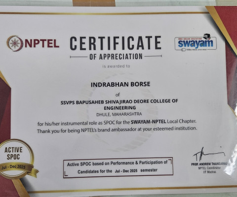 NPTEL CERTIFICATE OF APPRECIATION
