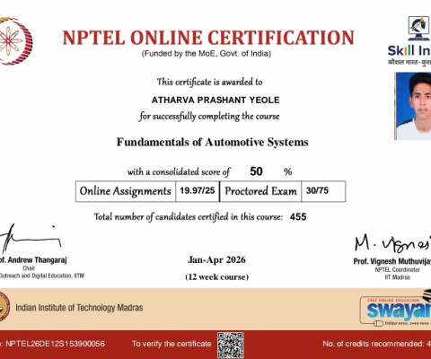 NPTEL SWAYAM CERTIFICATE