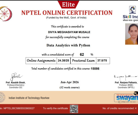 NPTEL- Data Analytics with python - Elite (April -2026)