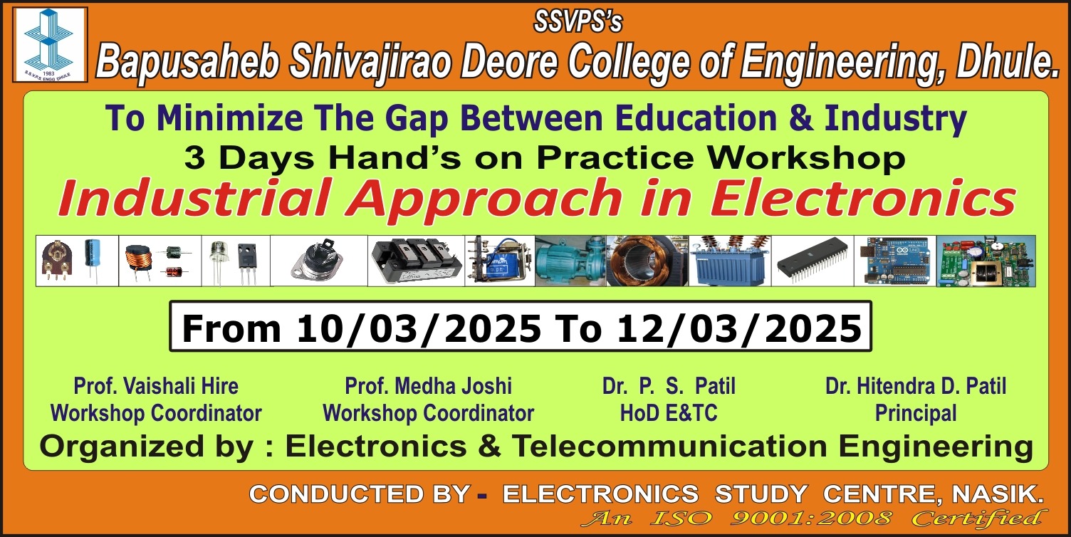 3 Days Hands-on Practice Workshop on Industrial Approach in Electronics.